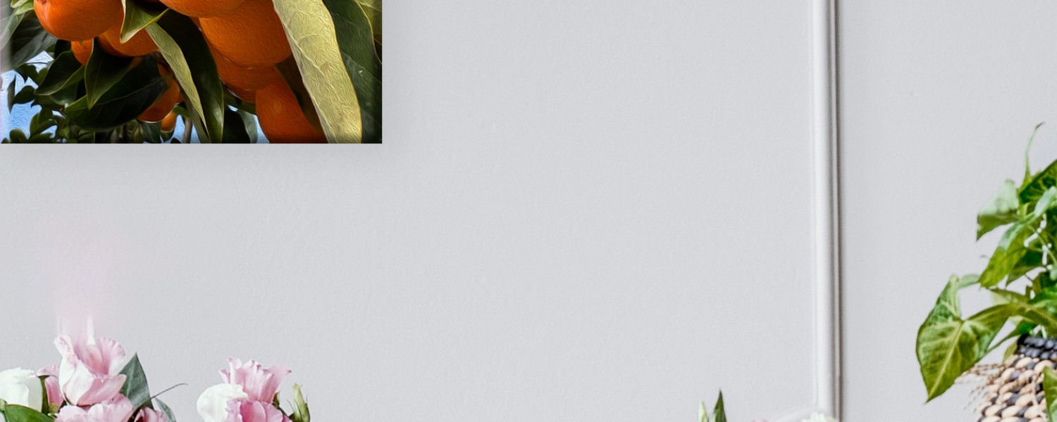 Persimmon Dreams.  Art Canvas. Wall Décor. 8X12 inch.