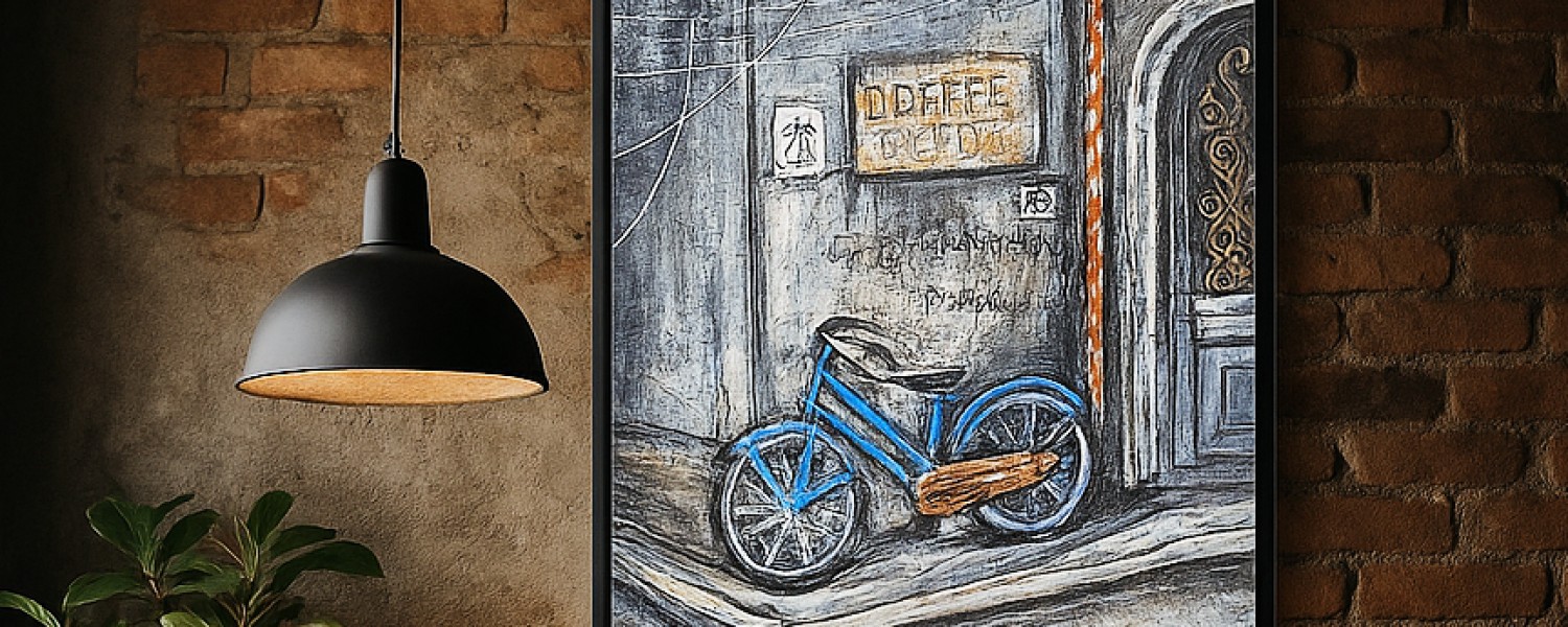 Bicycle at No.34. Unique Mixed-Media Artwork